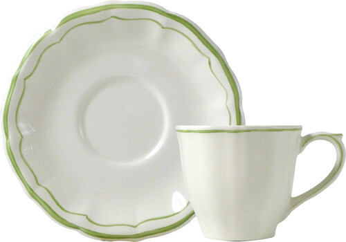 Coffret De 2 Tasses Avec Soucoupe En Fa&iuml;ence Th&eacute; Us Filet Vert