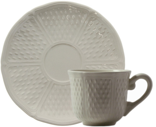 Coffret De 2 Tasses Avec Soucoupe En Fa&iuml;ence Th&eacute; Us  Pont Choux Blanc