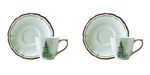 Coffret De 2 Tasses Avec Soucoupes The Us Filet Noel