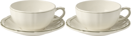 Coffret de 2 Tasses & Soucoupes D&eacute;jeuner FILET Kaki