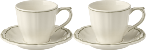 Coffret de 2 Tasses & Soucoupes Th&eacute; US FILET Kaki