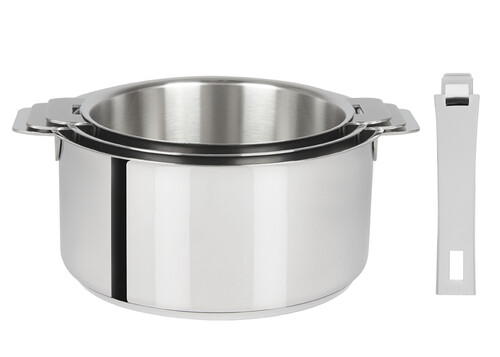 Coffret de 3 casseroles 16 à 20 cm avec 1 poignée Blanche