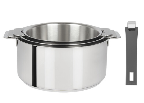 Coffret de 3 casseroles 16 à 20 cm avec 1 poignée Grise