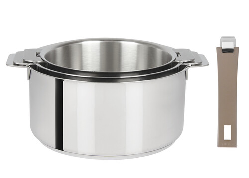 Coffret de 3 casseroles 16 à 20 cm avec 1 poignée Taupe