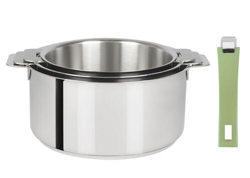 Coffret de 3 casseroles 16 à 20 cm avec 1 poignée Vert Tilleul