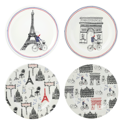 Coffret de 4 assiettes canapés assorties ça c'est Paris