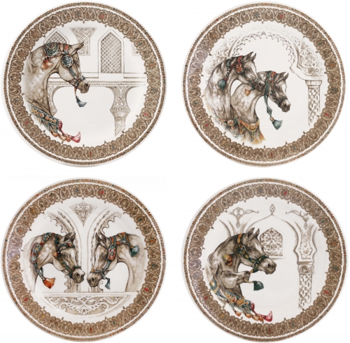 Coffret de 4 assiettes dessert assorties Chevaux du vent