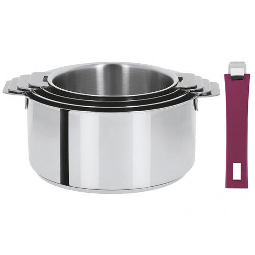 Coffret de 4 Casseroles 14 à 20 cm avec 2 Poignées Cassis MUTINE AMOVIBLE