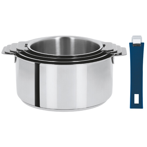 Coffret de 4 casseroles 14 à 20 cm avec 2 poignées Encre Bleue