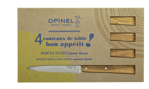 Coffret de 4 couteaux de table Esprit Sud en Olivier - Bon appétit !