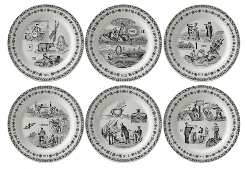 Coffret de 6 assiettes mignardises les R&eacute;bus