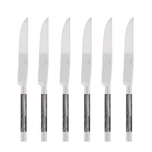 Coffret de 6 couteaux à steak CONTY NACRÉ GRIS CLAIR