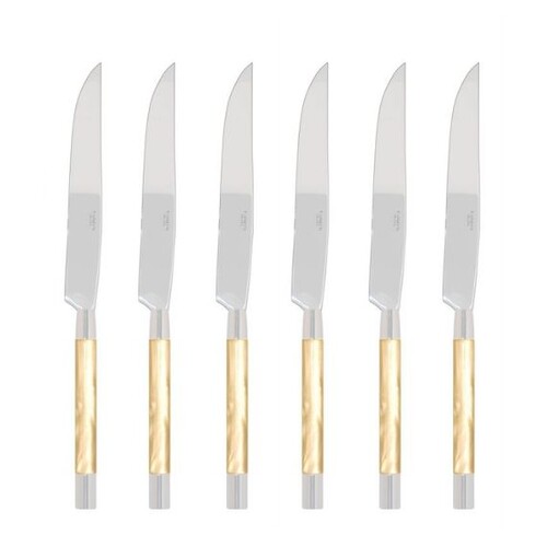 Coffret de 6 couteaux à steak CONTY NACRÉ NATUREL