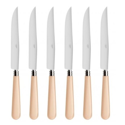 Coffret de 6 couteaux &agrave; steak NEWBRIDGE CR&Egrave;ME BLANC CASS&Eacute;