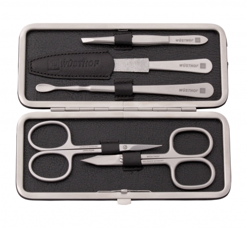 Coffret manucure en cuir 5 pi&egrave;ces - Noir W&uuml;sthof