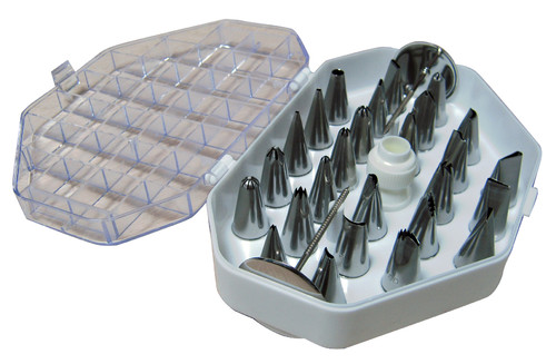 Coffrets 26 douilles inox fines pour décor+ adaptateur