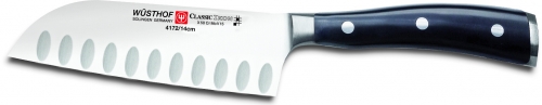 Couteau 14 cm lame alv&eacute;ol&eacute;e manche noir Classic W&uuml;sthof