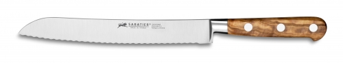 Couteau à pain 20 cm acier forgé "Provençao" manche en bois d'olivier