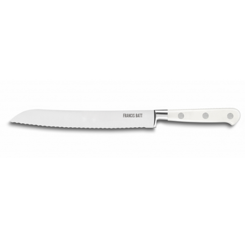 Couteau à pain Forgé Pro 20 cm manche blanc rivets inox