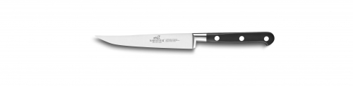Couteau à steak forgé lisse 13 cm manche noir rivets inox