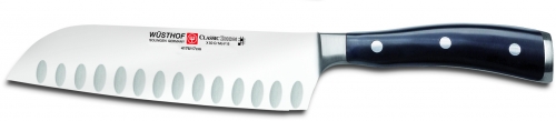 Couteau asiatique lame alvéolée 17 cm noir Wüsthof