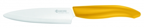 Couteau d'office Grand Modèle lame en céramique blanche manche jaune 11cm