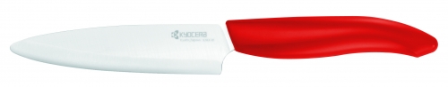 Couteau d'office Grand Modèle lame en céramique blanche manche rouge 11cm