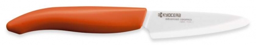 Couteau d'office lame en céramique blanche manche orange 7.5cm