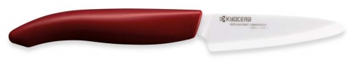 Couteau d'office lame en céramique blanche manche rouge 7.5cm