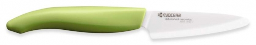 Couteau d'office lame en céramique blanche manche vert 7.5cm