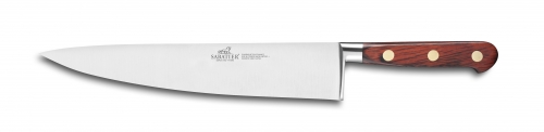 Couteau de cuisine du chef forgé 25 cm manche bois palissandre rivets laiton
