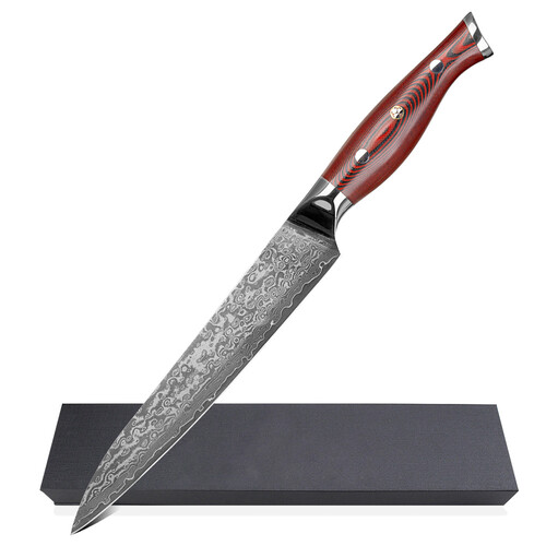 Couteau Découper 20 cm  Yunikon VG10 Fibre De Verre Rouge