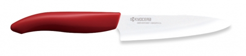Couteau du Chef lame en céramique blanche manche rouge 13 cm