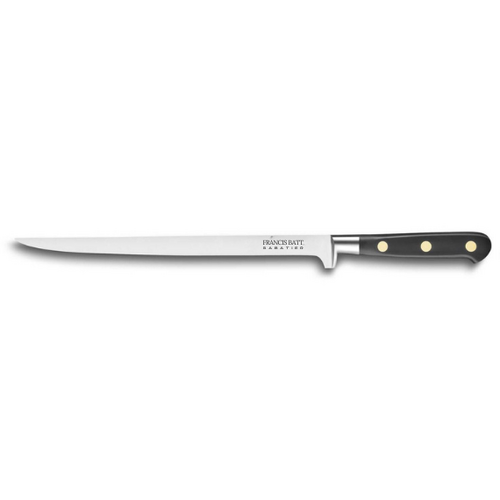 Couteau suédois forgé Pro lame flexible de 22 cm pour trancher ou lever les filets de poisson manche noir rivets laiton