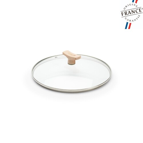 Couvercle en verre bouton bois ø 24 cm pour Collection acier minéral B Bois