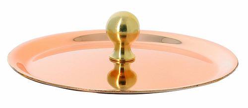 Couvercle. Rond cuivre-inox anse laiton ø9