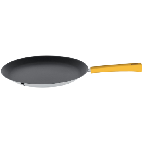 Crepiere 26 Cm Mutine Fixe Exceliss - Poignee Bakelite Jaune