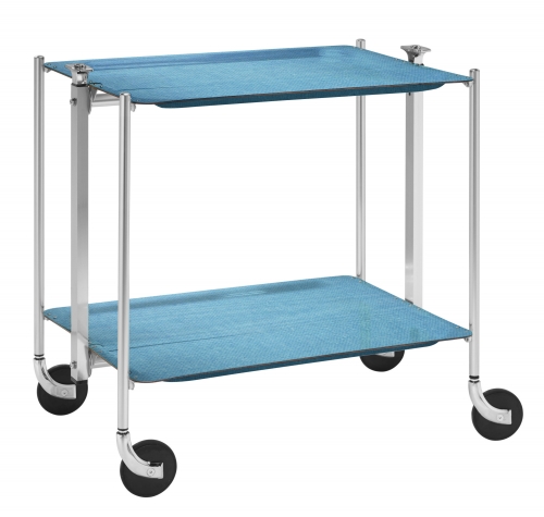 Desserte de cuisine Textable chromé 2 plateaux bleu Azur