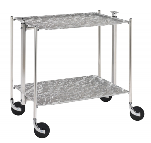 Desserte de cuisine Textable chromé 2 plateaux gris Old Silver