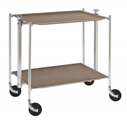 Desserte de cuisine Textable chromé 2 plateaux marron Mayfair Havane