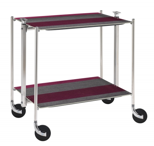 Desserte de cuisine Textable chromé 2 plateaux rayé Pronto Rose