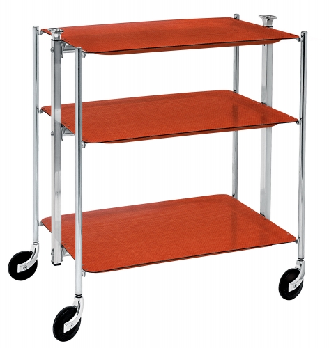 Desserte de cuisine Textable chromé 3 plateaux orange Terracotta