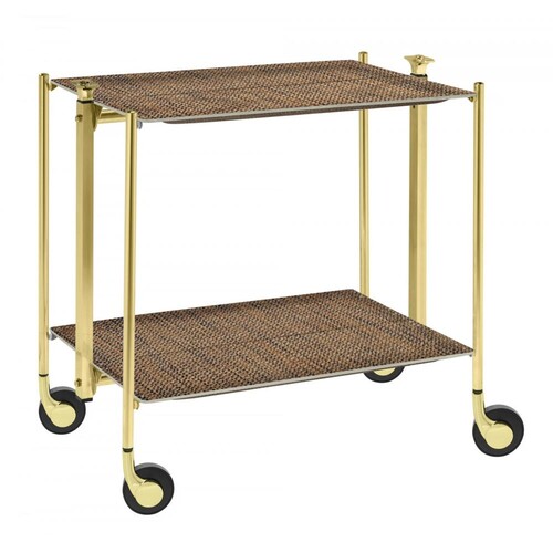 Desserte de cuisine Textable dor&eacute; 2 plateaux tweed