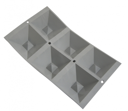 Elastomoule 6 pyramides 30 x 17,6 cm (pyramide 80 x 80 mm x H 35 mm - 10.5 cl)