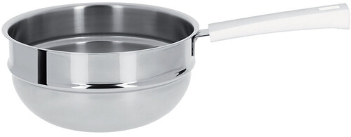 El&eacute;ment bain marie 20 cm inox Mutine &agrave; poign&eacute;e fixe blanche