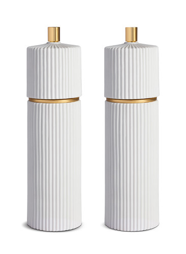 Ensemble Moulin à poivre et à sel L'Objet Porcelaine biscuit blanc 19 cm