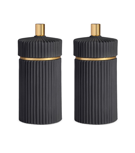 Ensemble Moulin &agrave; poivre et &agrave; sel L'Objet Porcelaine biscuit noir 12 cm