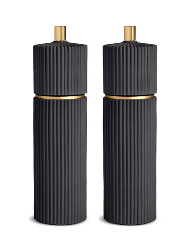 Ensemble Moulin &agrave; poivre et &agrave; sel L'Objet Porcelaine biscuit noir 19 cm