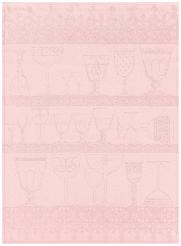 Essuie verres cristal rose drag&eacute;e 80 cm x 60 cm 100% Lin
