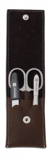 Etui manucure en cuir 3 pi&egrave;ces - Brun W&uuml;sthof